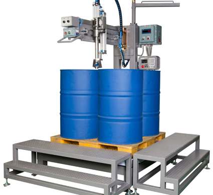 1.5 ton drum filling machine with pallet conveyor