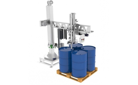 Semi-automatic filling machine for drums on pallet and IBC's