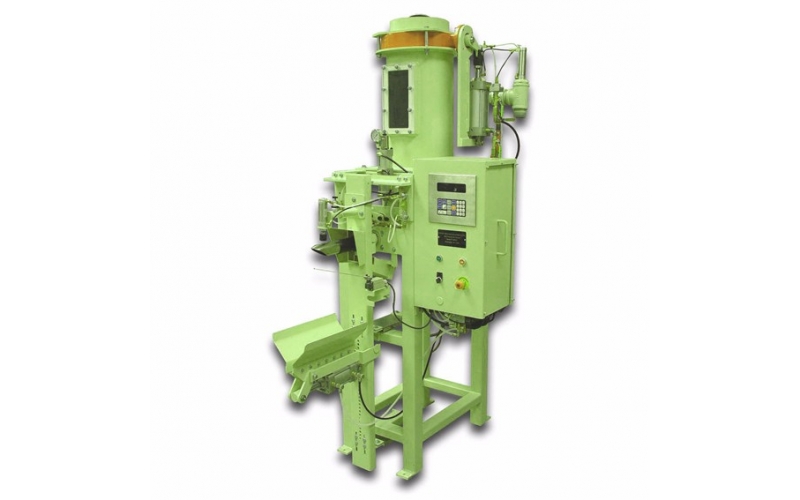 Pressure flow packing machine with visible windon